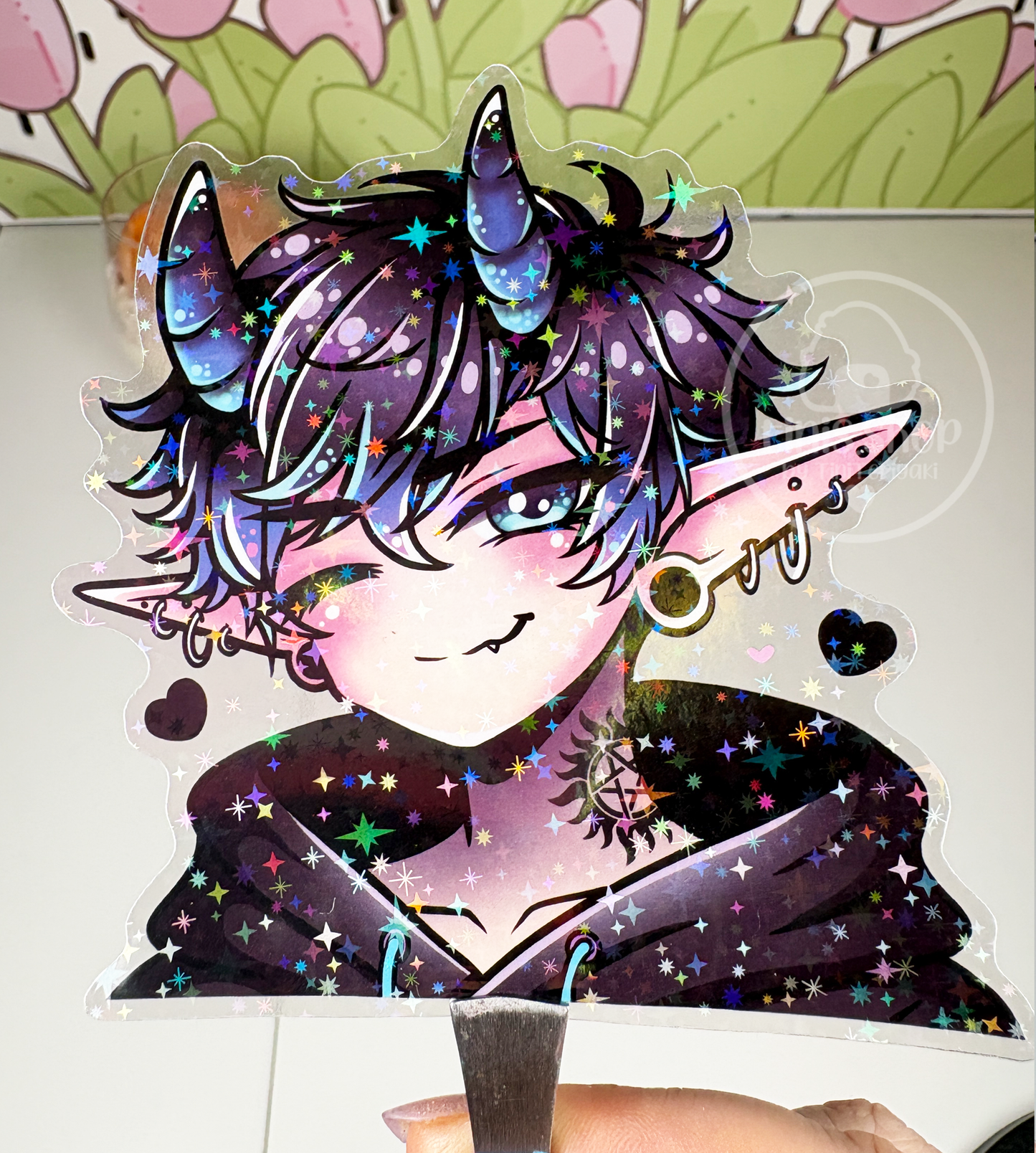 Daemon - Chunky Sticker transparent mit Holo-Effekt