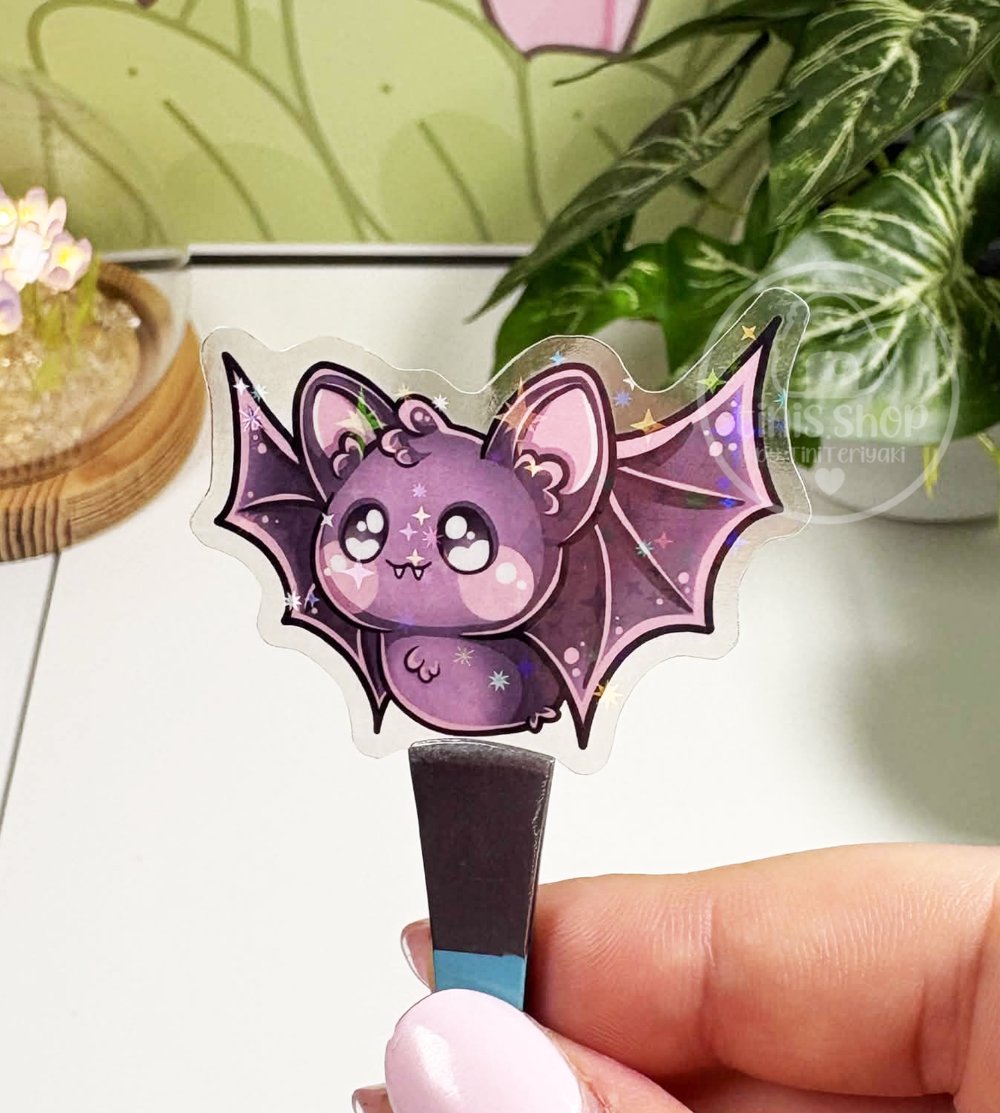 Fledermaus - transparenter Sticker mit Holo-Effekt