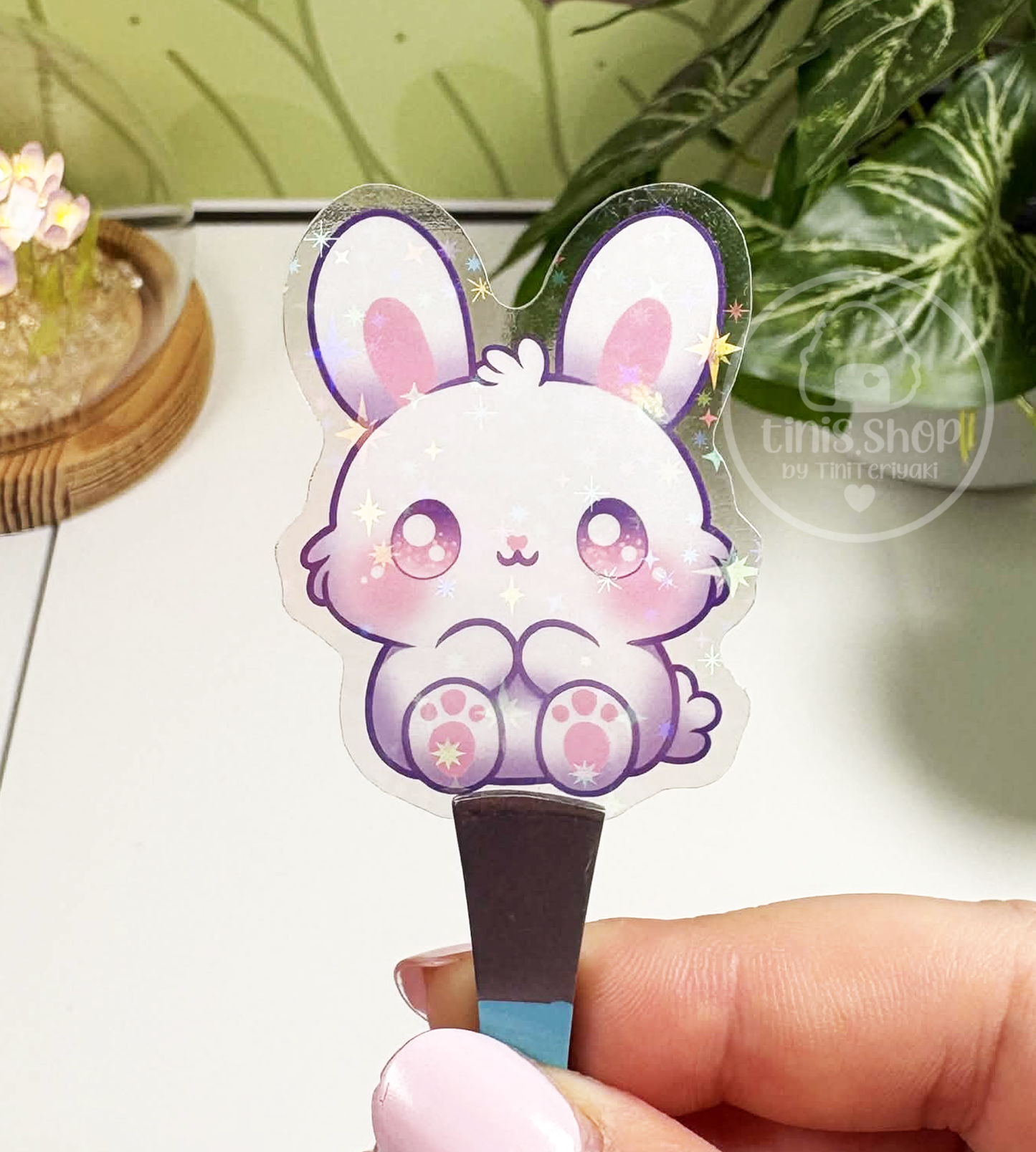 Häschen - transparenter Sticker mit Holo-Effekt