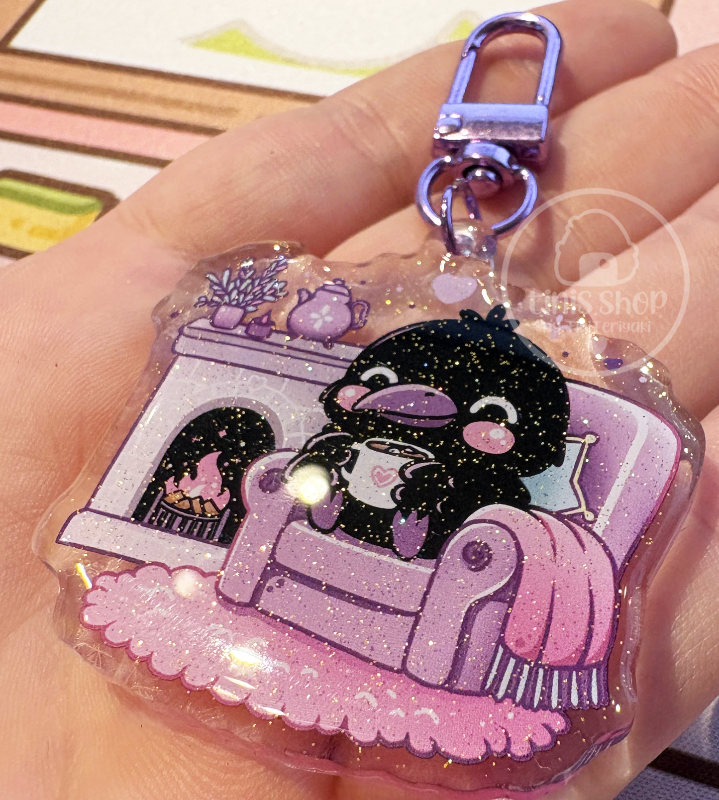 Rabe Rudi im Sessel - Schlüsselanhänger