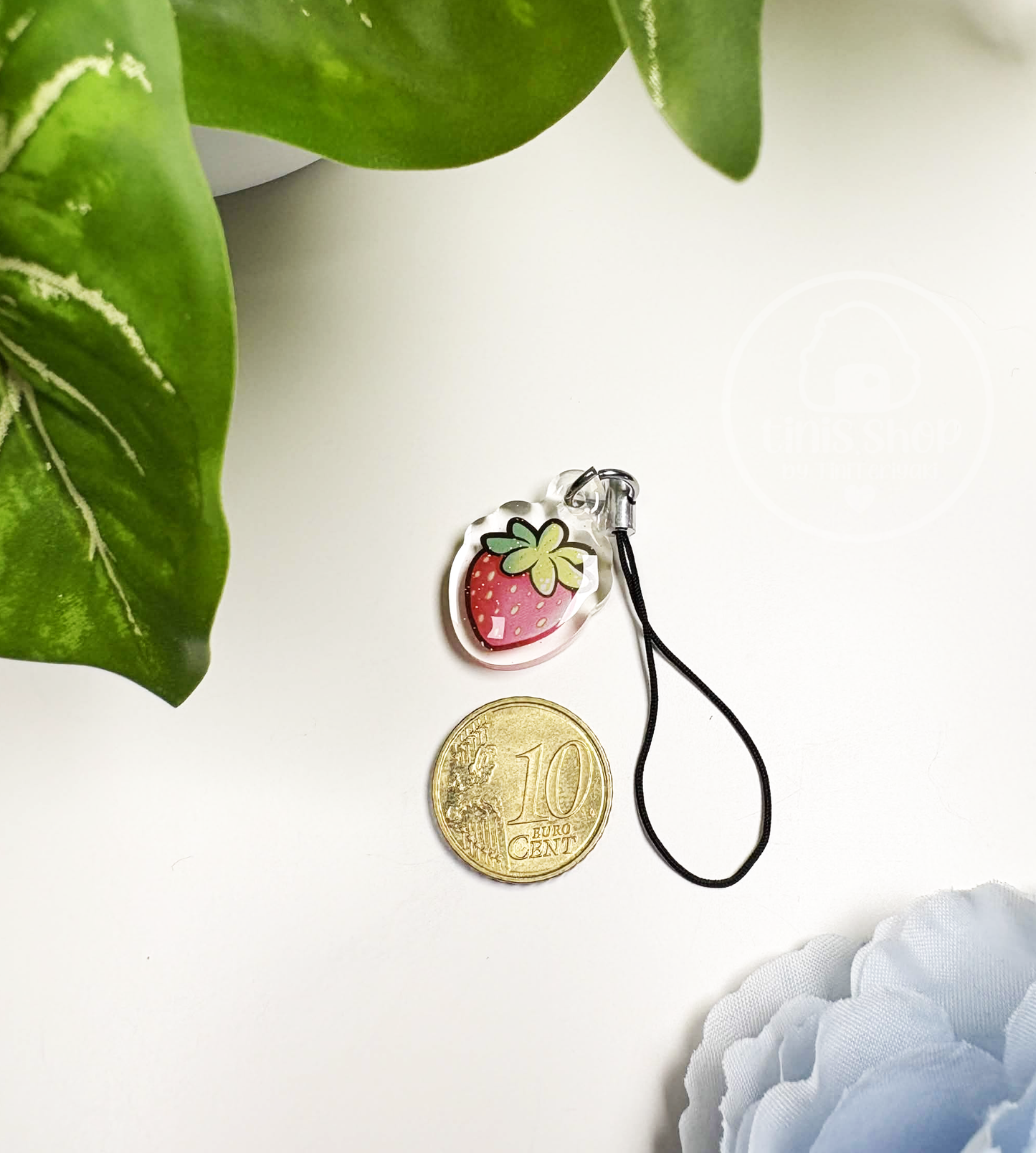 Erdbeere - Phone Charm Schwarz