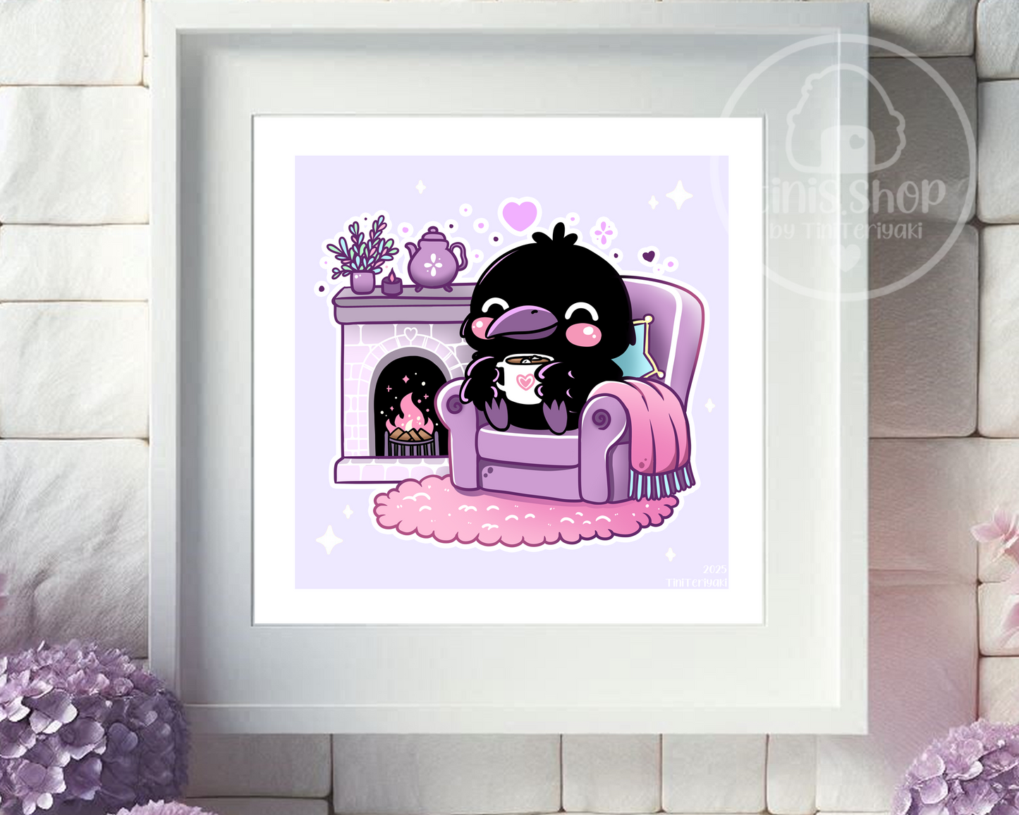 Rabe Rudi im Sessel - Art Print