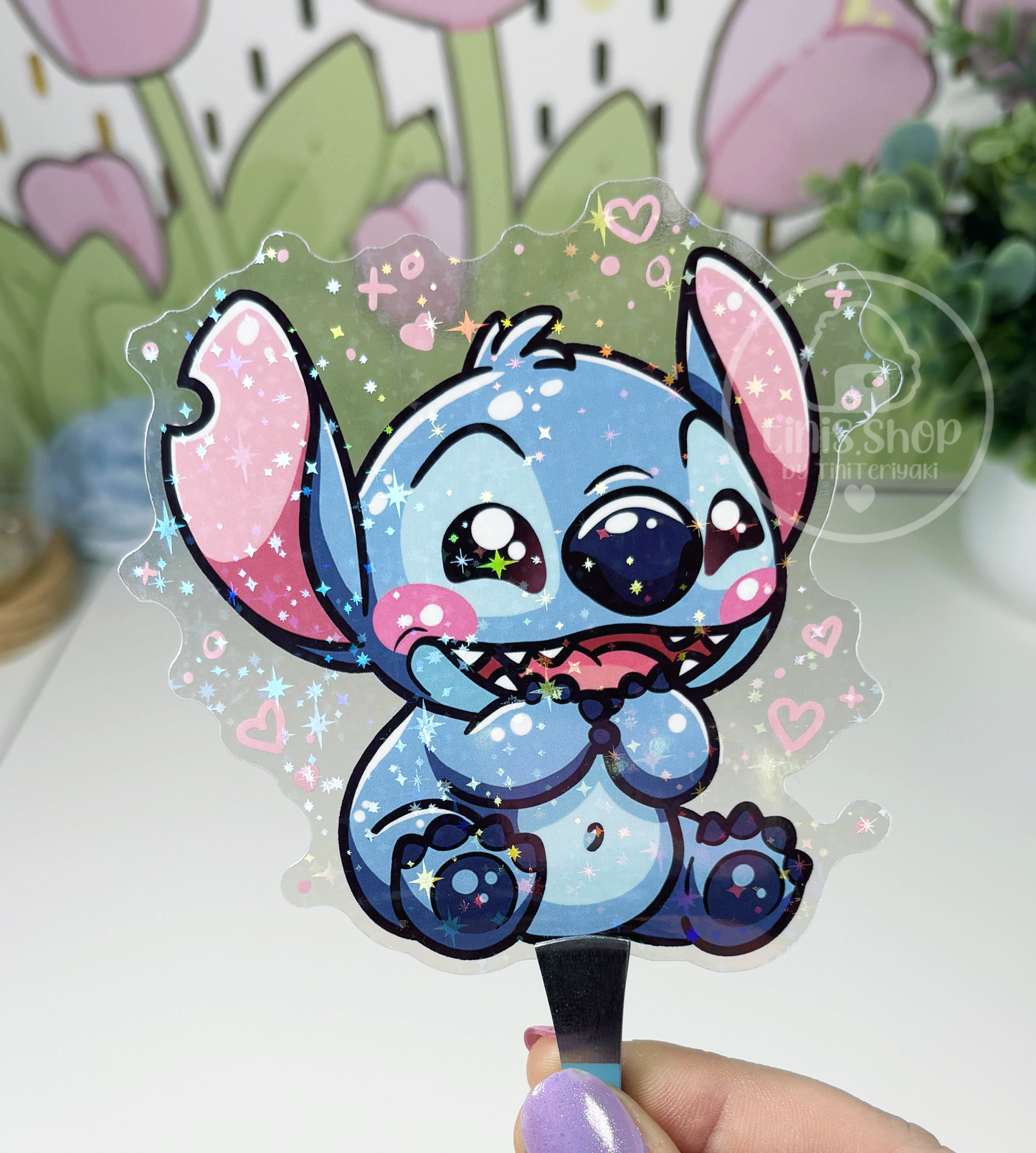 Blauer Koala - Chunky Sticker transparent mit Holo-Effekt