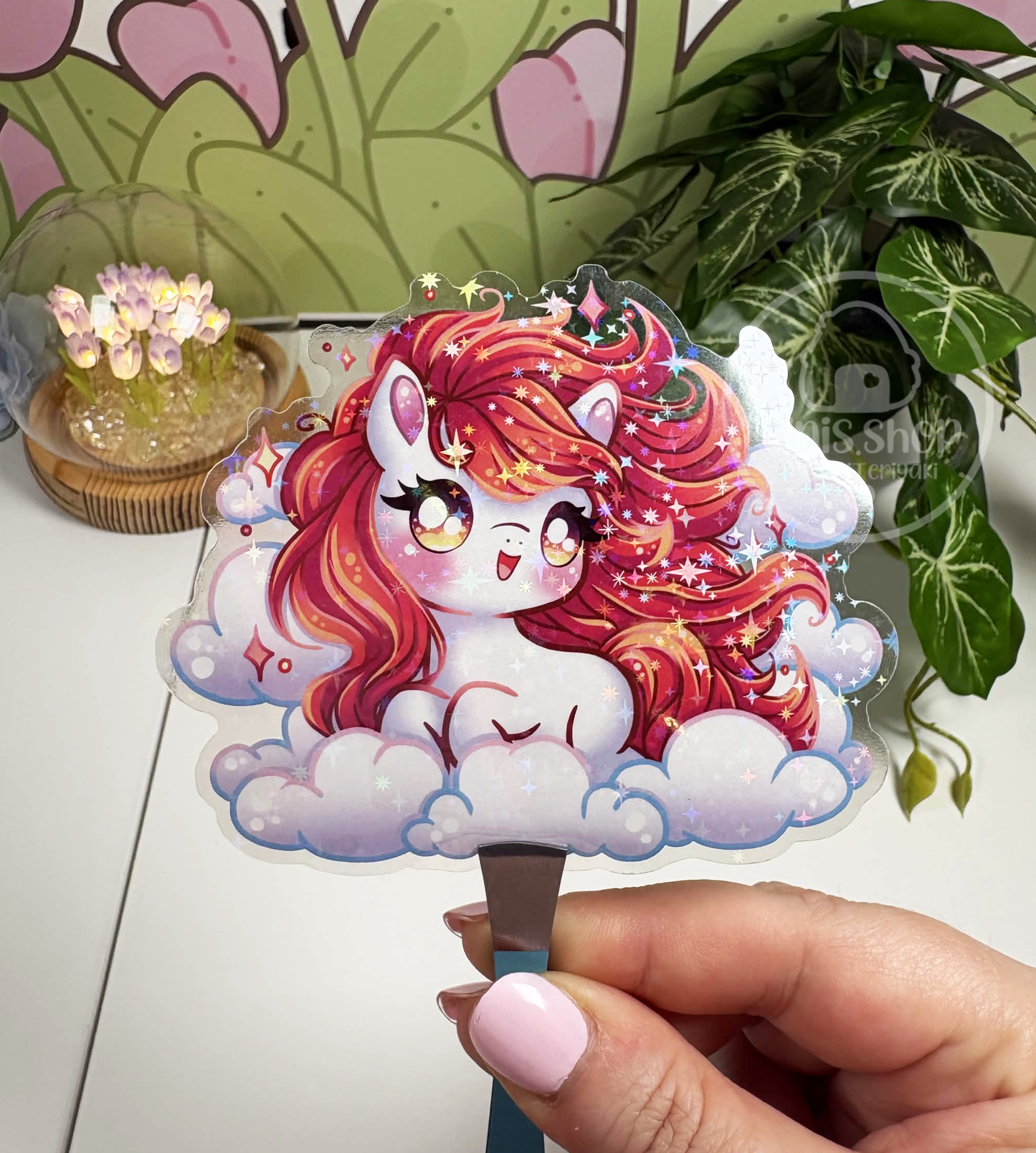 Feuerpferd - Chunky Sticker transparent mit Holo-Effekt