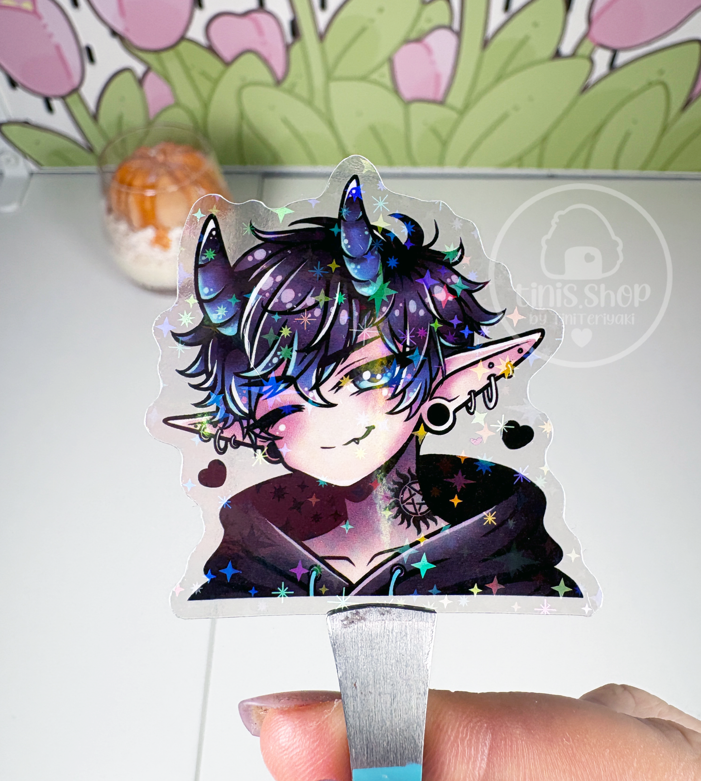 Daemon - transparenter Sticker mit Holo-Effekt