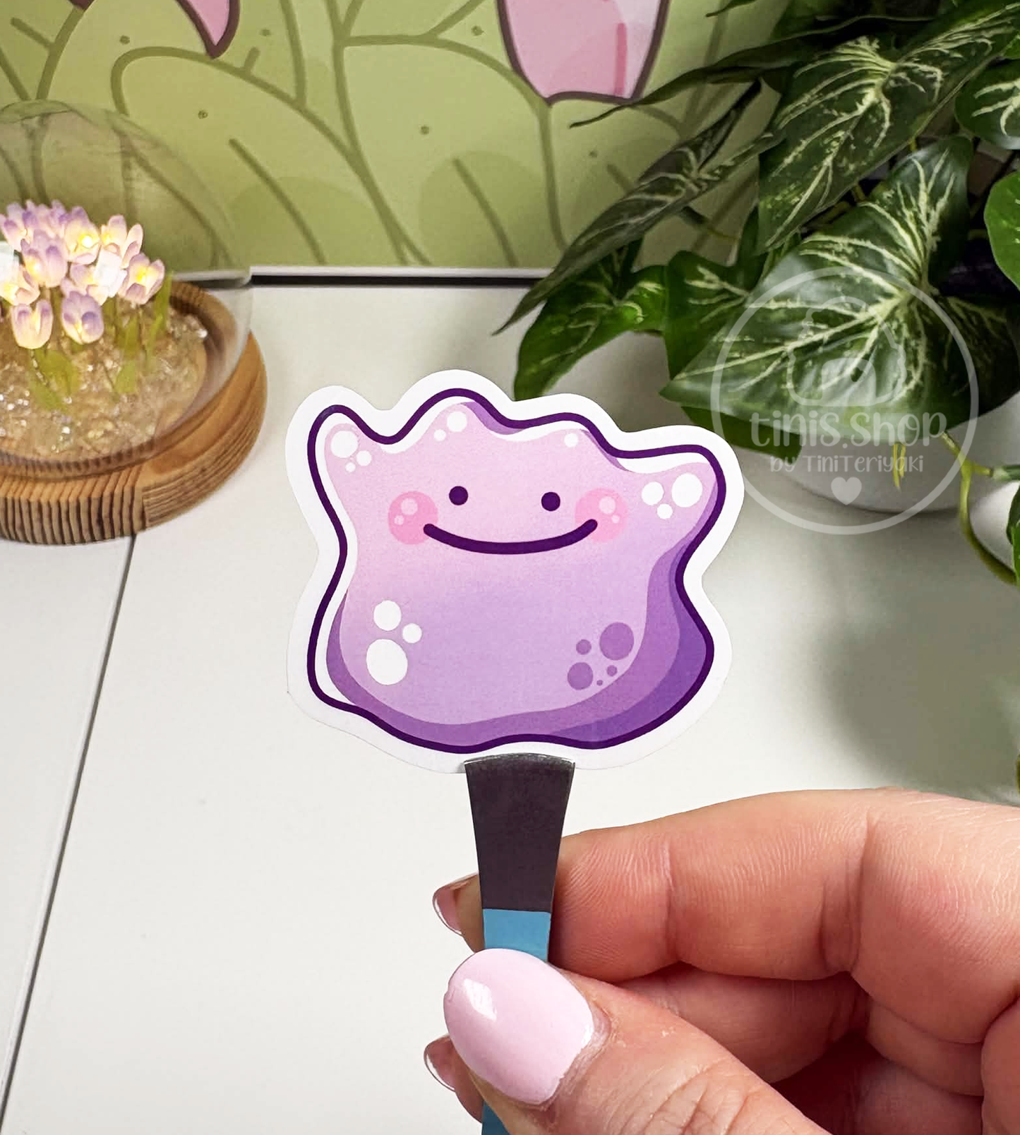 Lila Pudding Front - weißer Vinyl Sticker