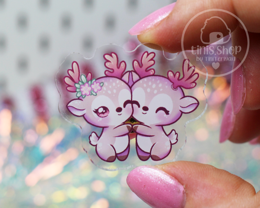 Kuschelnde Rehe - Acrylic Pin