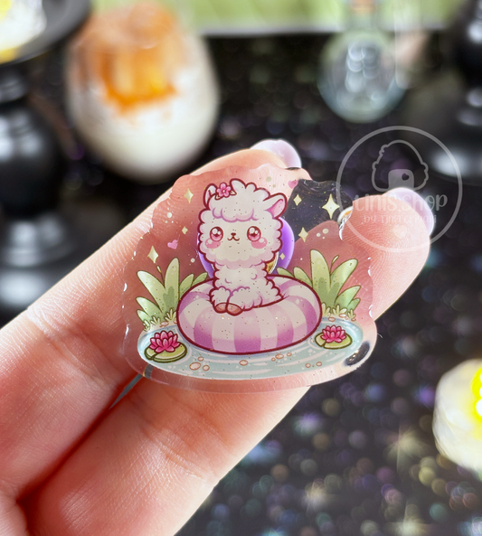 Alpaka im Schwimmring - Acrylic Pin