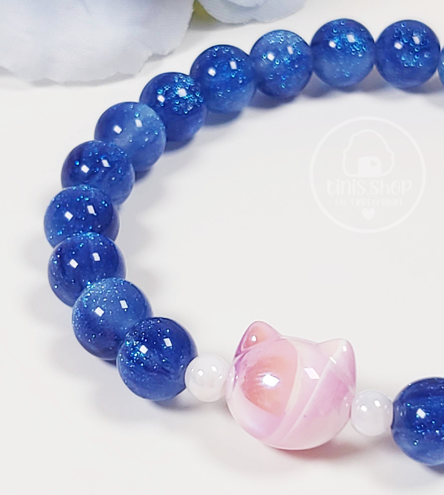 Armband Katze - Blau Dunkel Glitzer