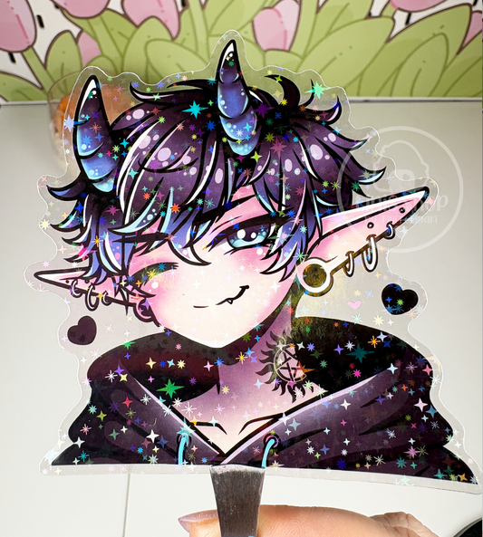 Daemon - Chunky Sticker transparent mit Holo-Effekt