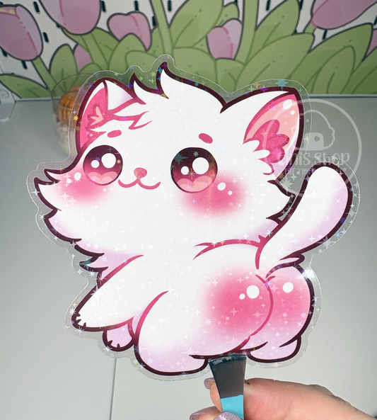 Popokatze - Chunky Sticker transparent mit Holo-Effekt