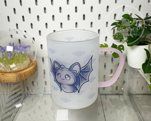 Fledermaus - Glastasse Henkel rosa