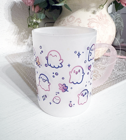 Geister - Glastasse Henkel rosa