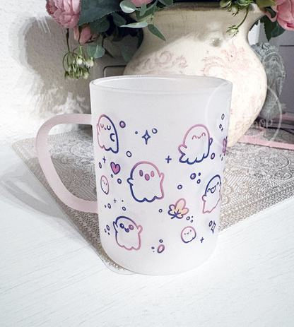 Geister - Glastasse Henkel rosa