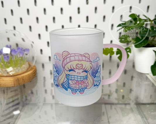 Mondprinzessin im Winter - Glastasse Henkel rosa