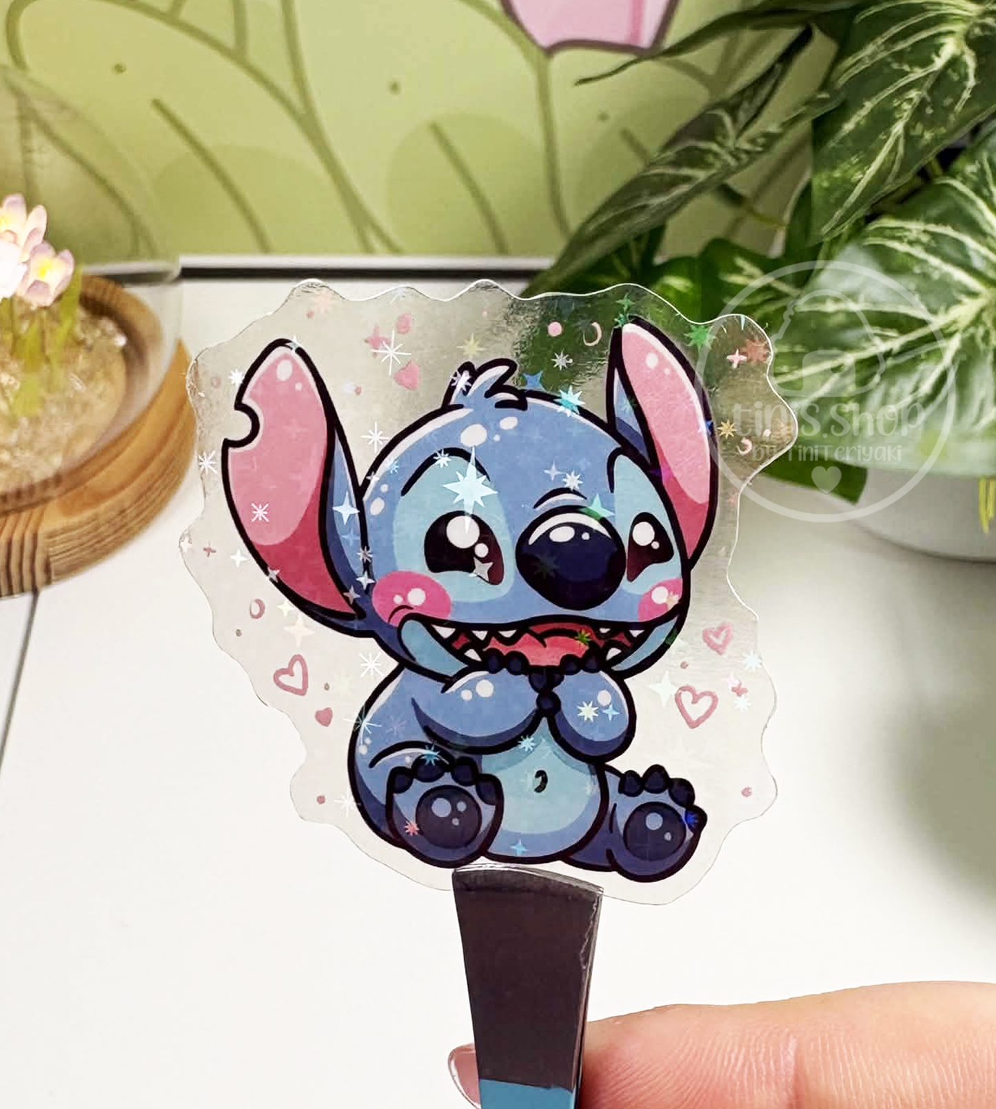Blauer Koala- transparenter Sticker mit Holo-Effekt