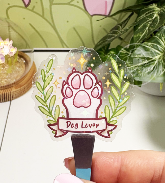 Dog Lover - transparenter Sticker mit Holo-Effekt