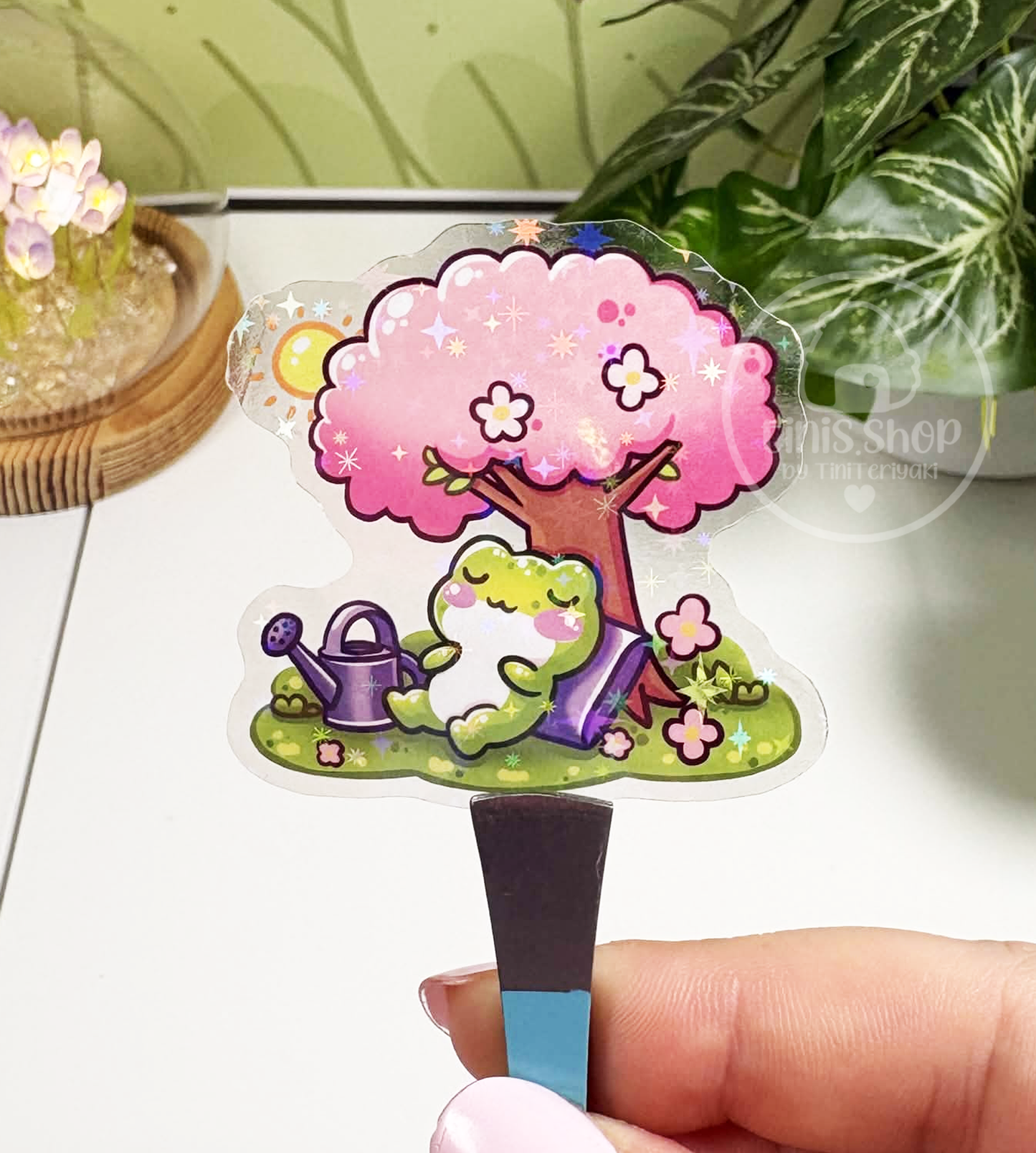 Froschi Garten - transparenter Sticker mit Holo-Effekt