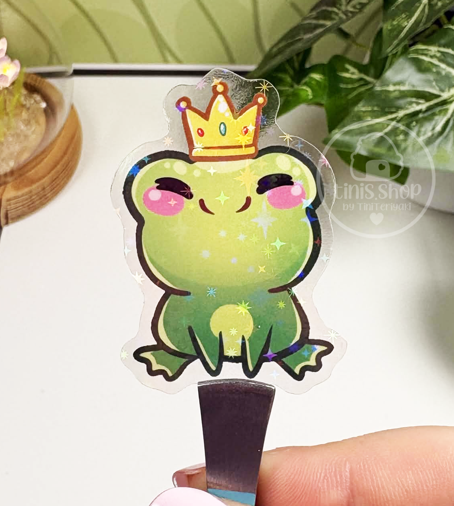 Froschkönig - transparenter Sticker mit Holo-Effekt