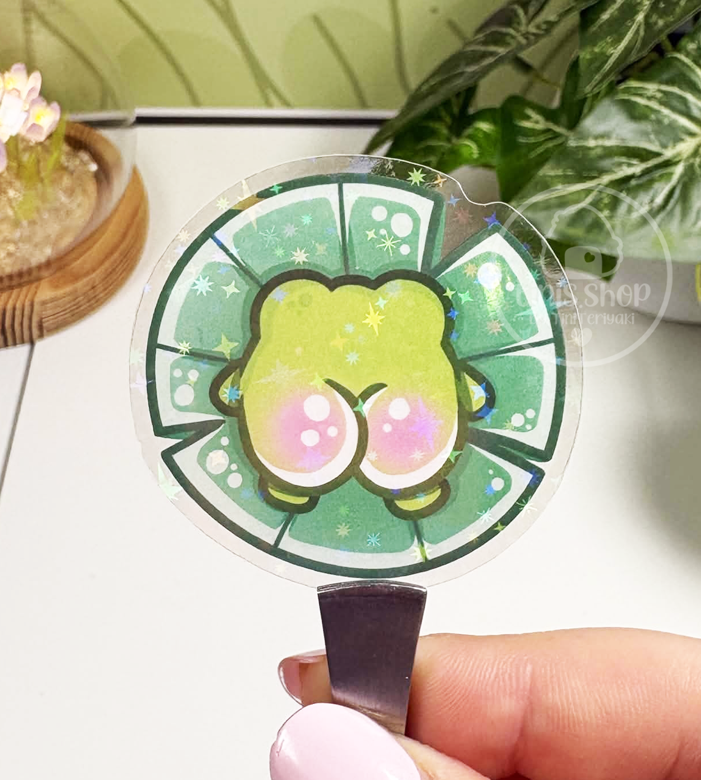 Froschpopo - transparenter Sticker mit Holo-Effekt