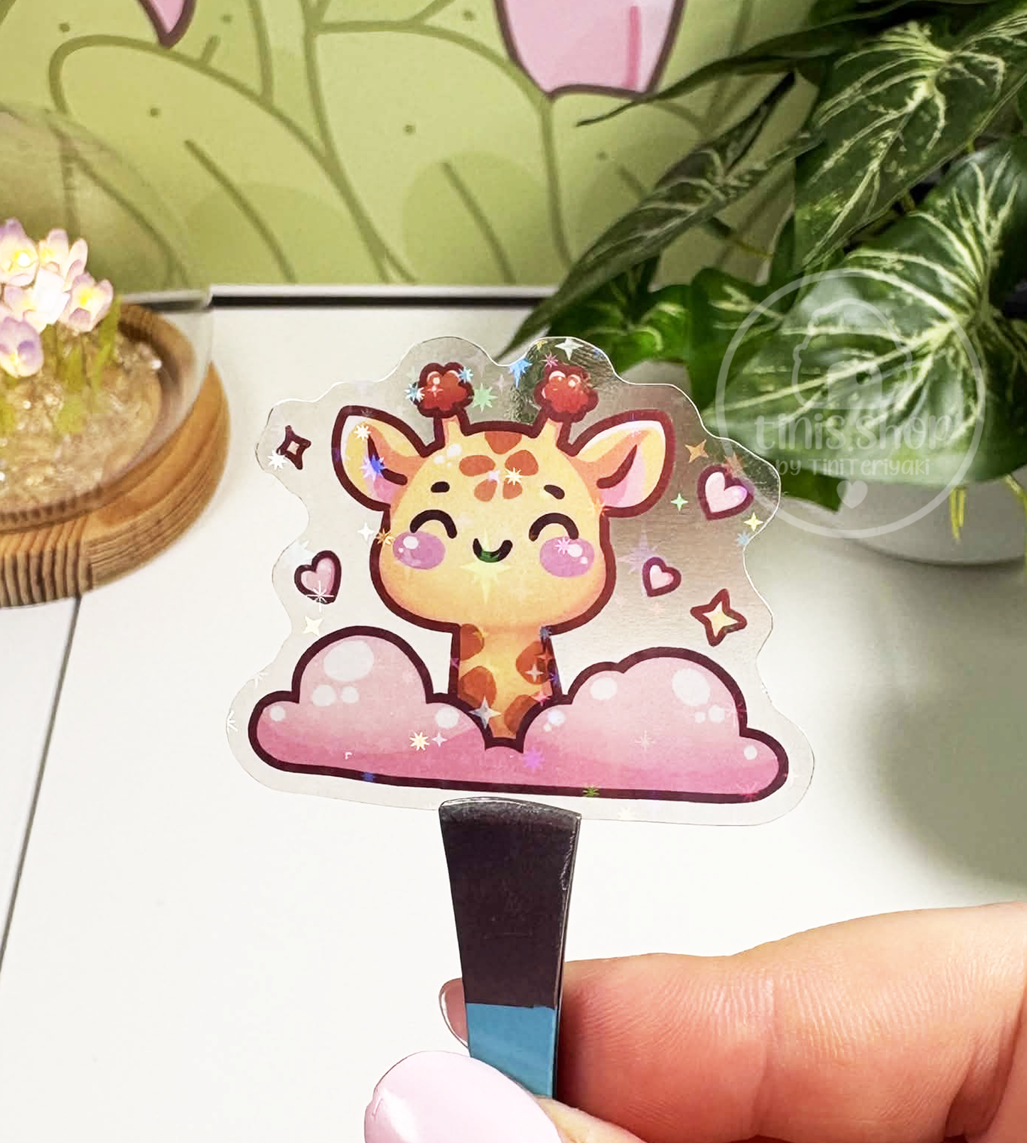 Giraffe - transparenter Sticker mit Holo-Effekt
