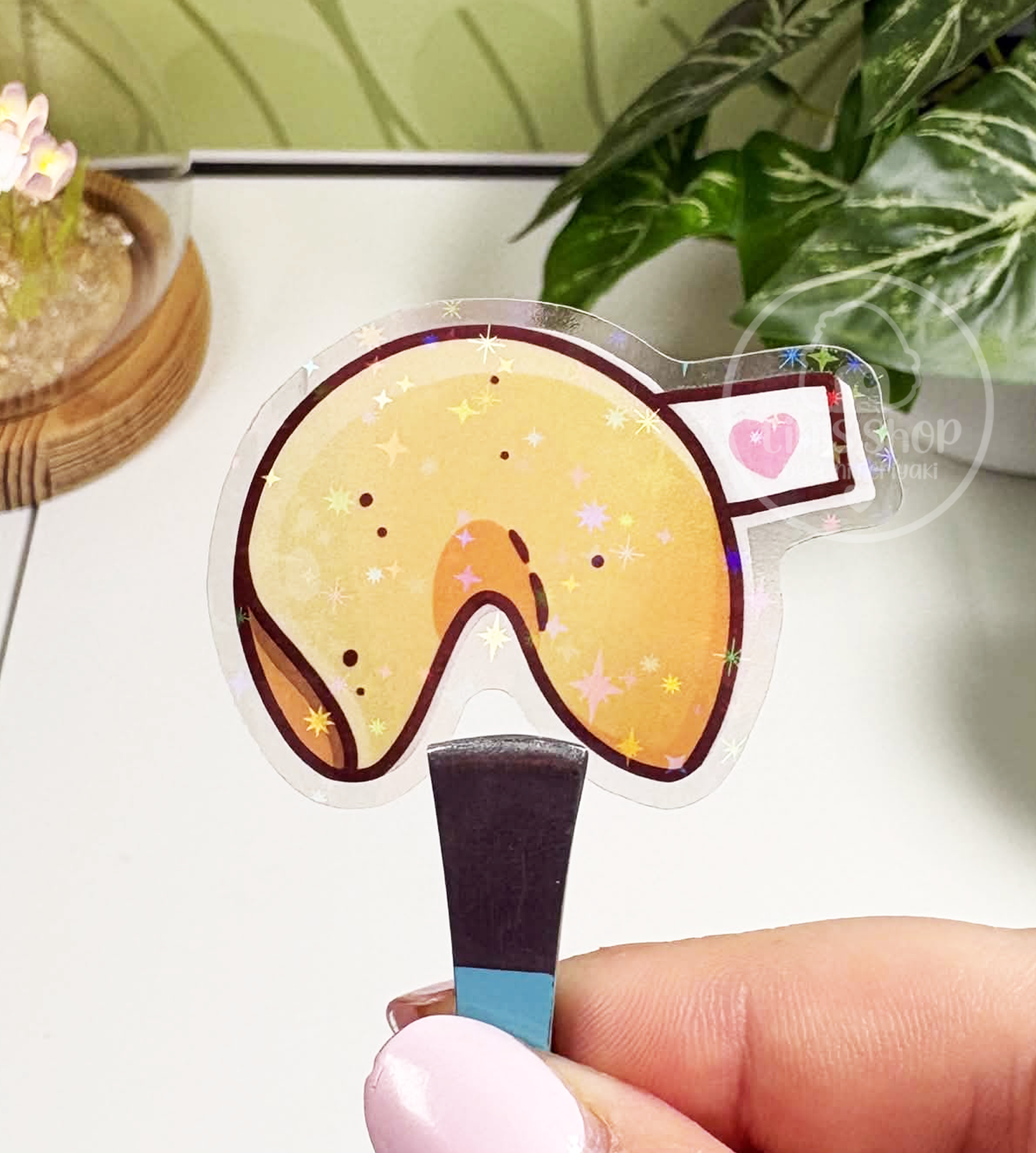 Glückskeks - transparenter Sticker mit Holo-Effekt