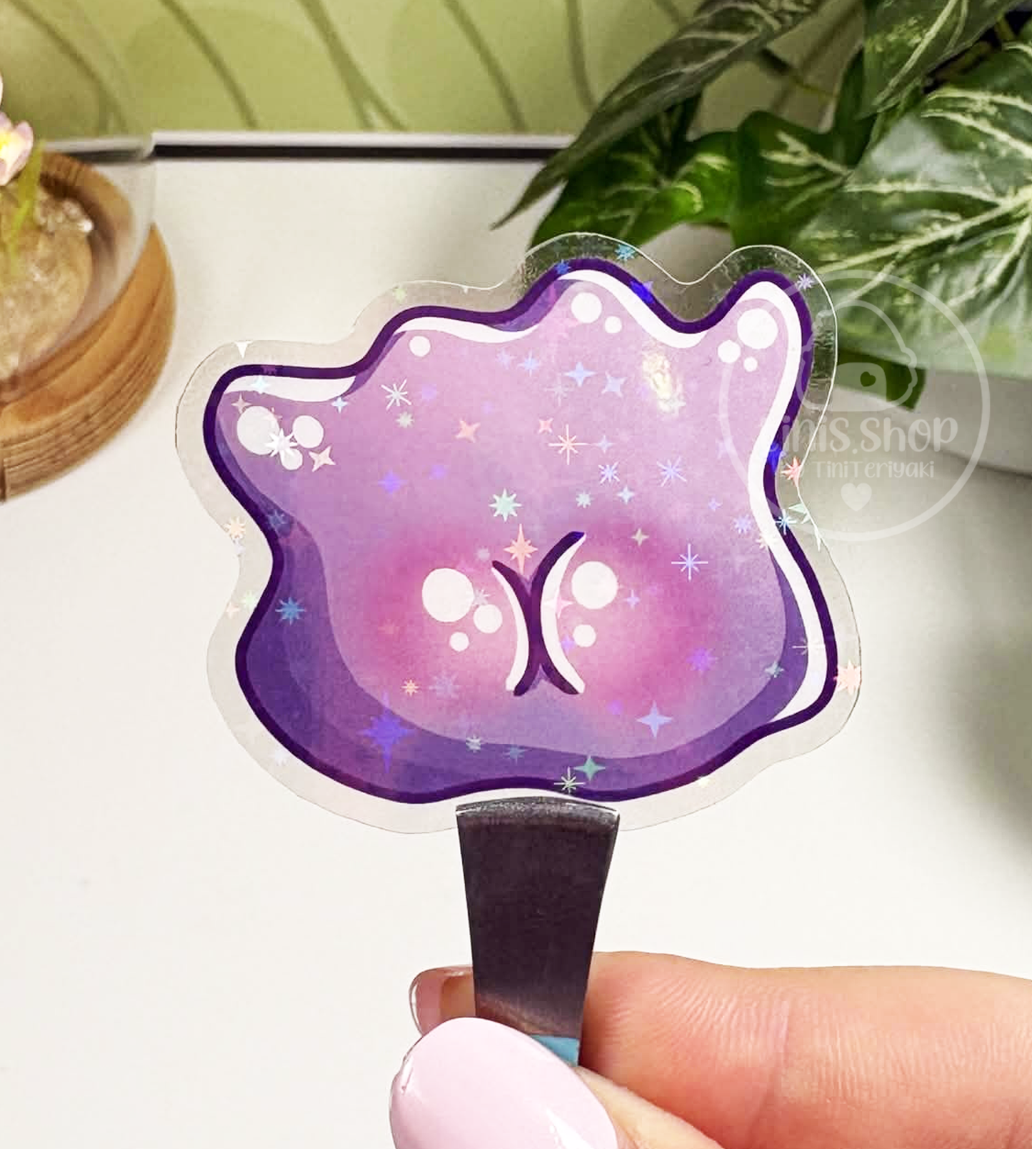 Lila Pudding Back - transparenter Sticker mit Holo-Effekt
