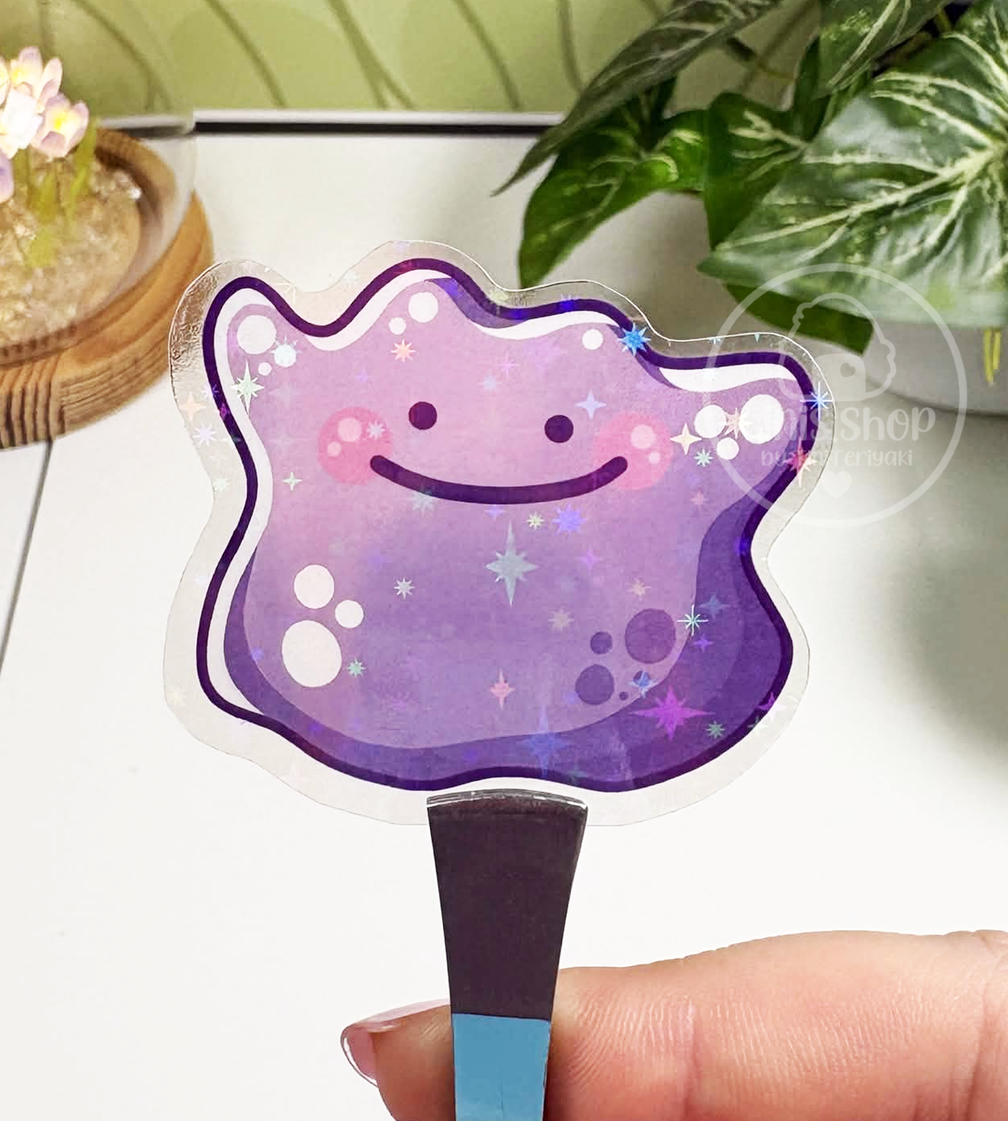 Lila Pudding Front - transparenter Sticker mit Holo-Effekt