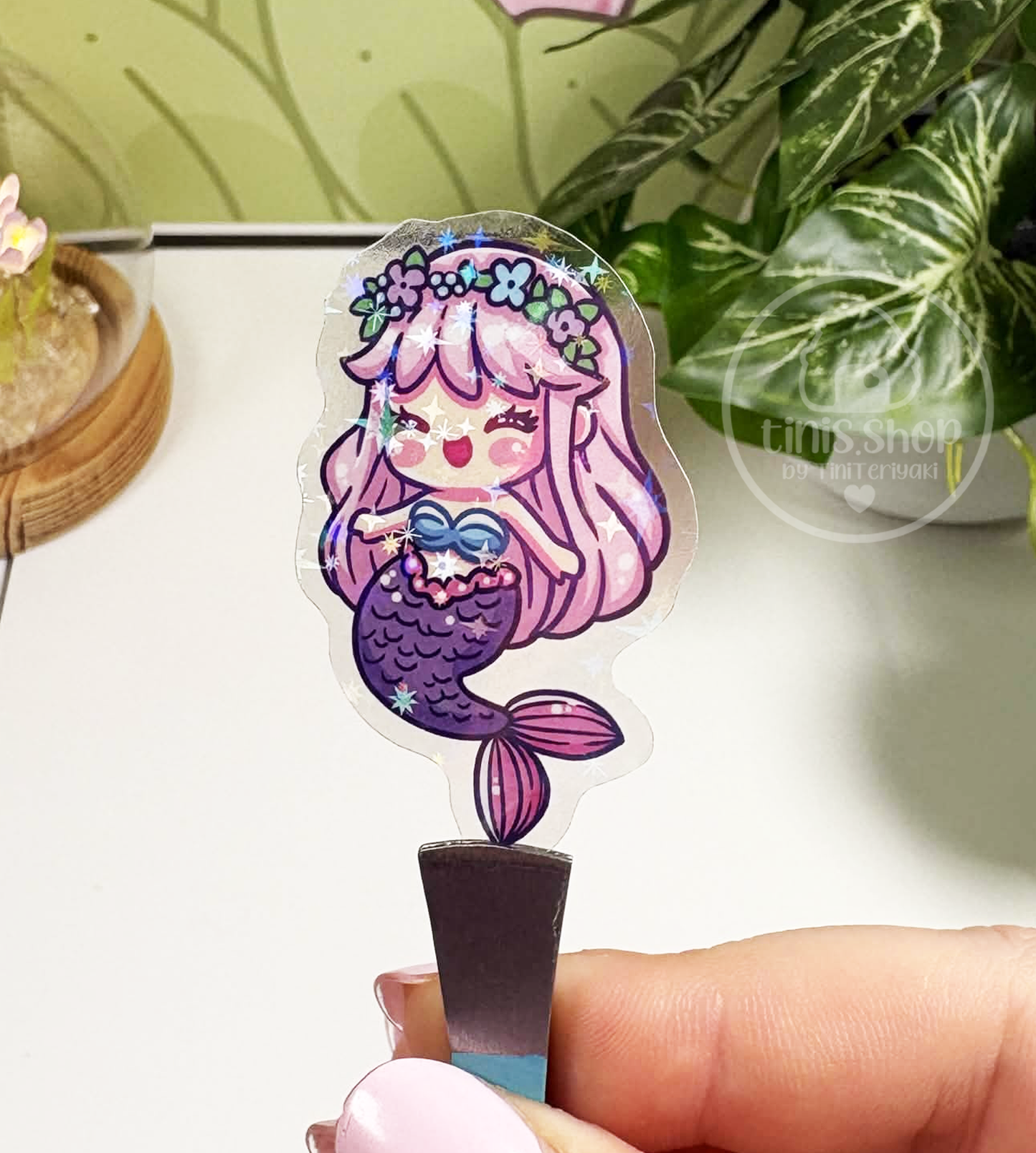 Meerjungfrau - transparenter Sticker mit Holo-Effekt