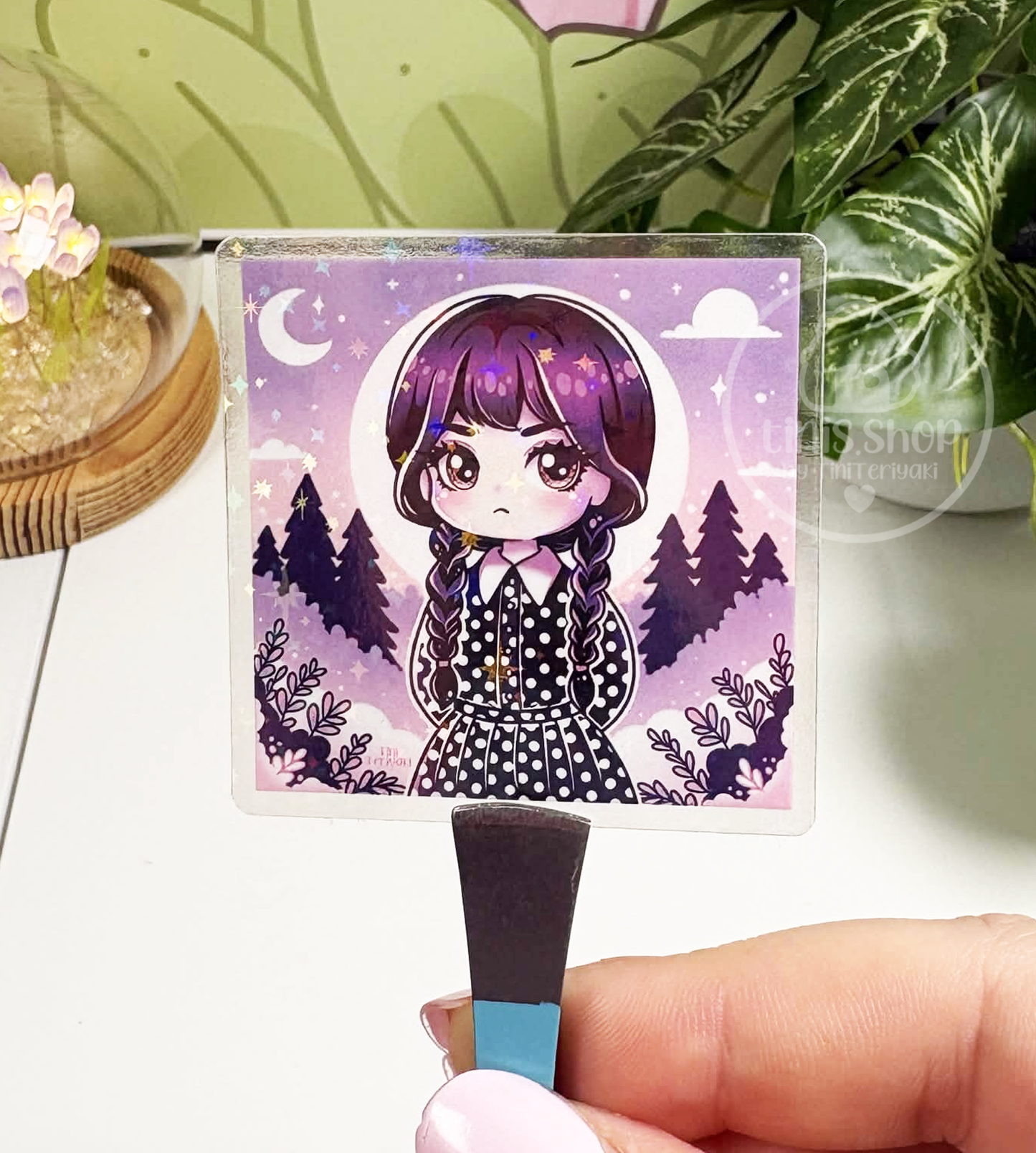 Mittwoch mit Hintergrund - transparenter Sticker mit Holo-Effekt