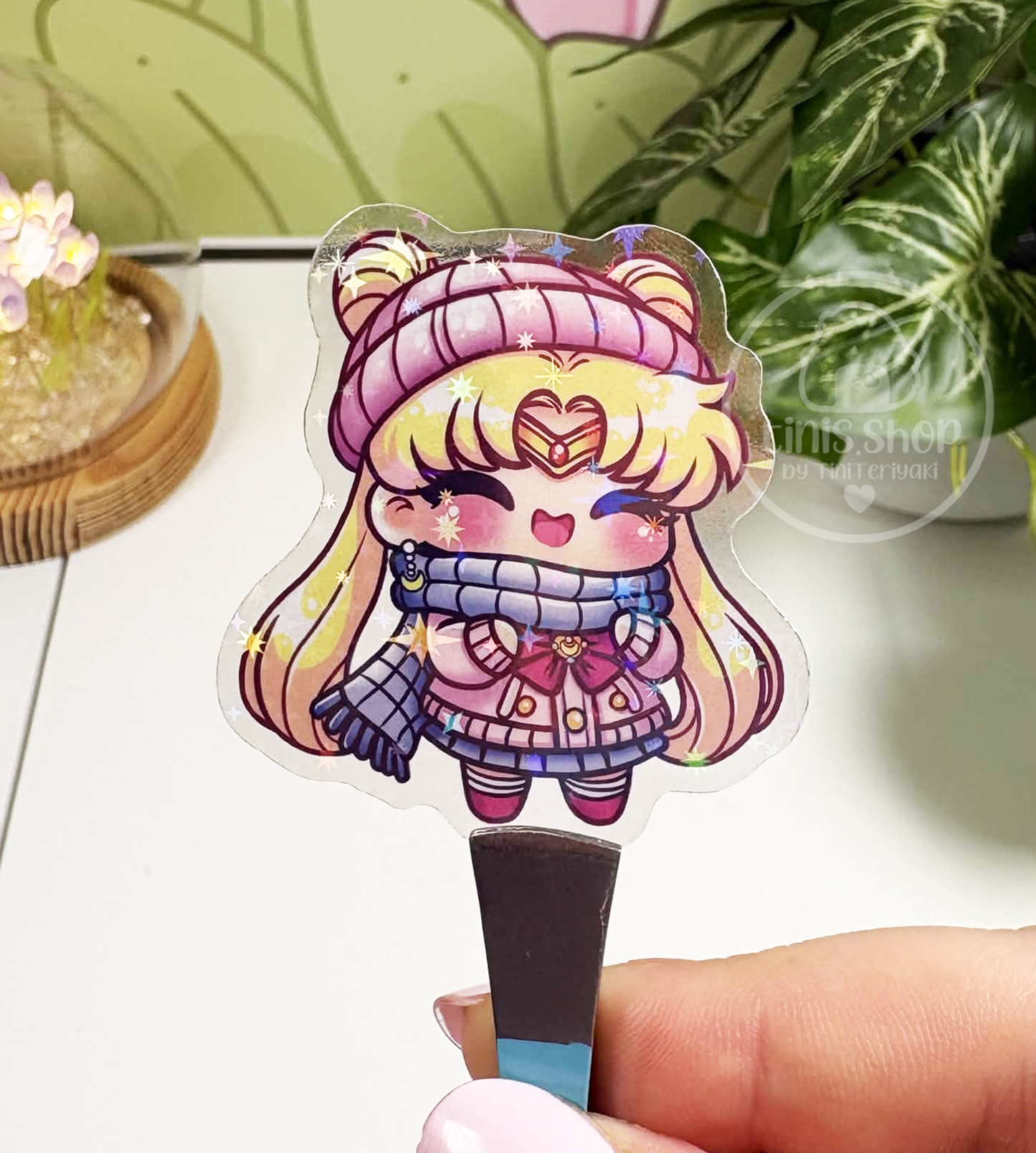 Mondprinzessin im Winter - transparenter Sticker mit Holo-Effekt