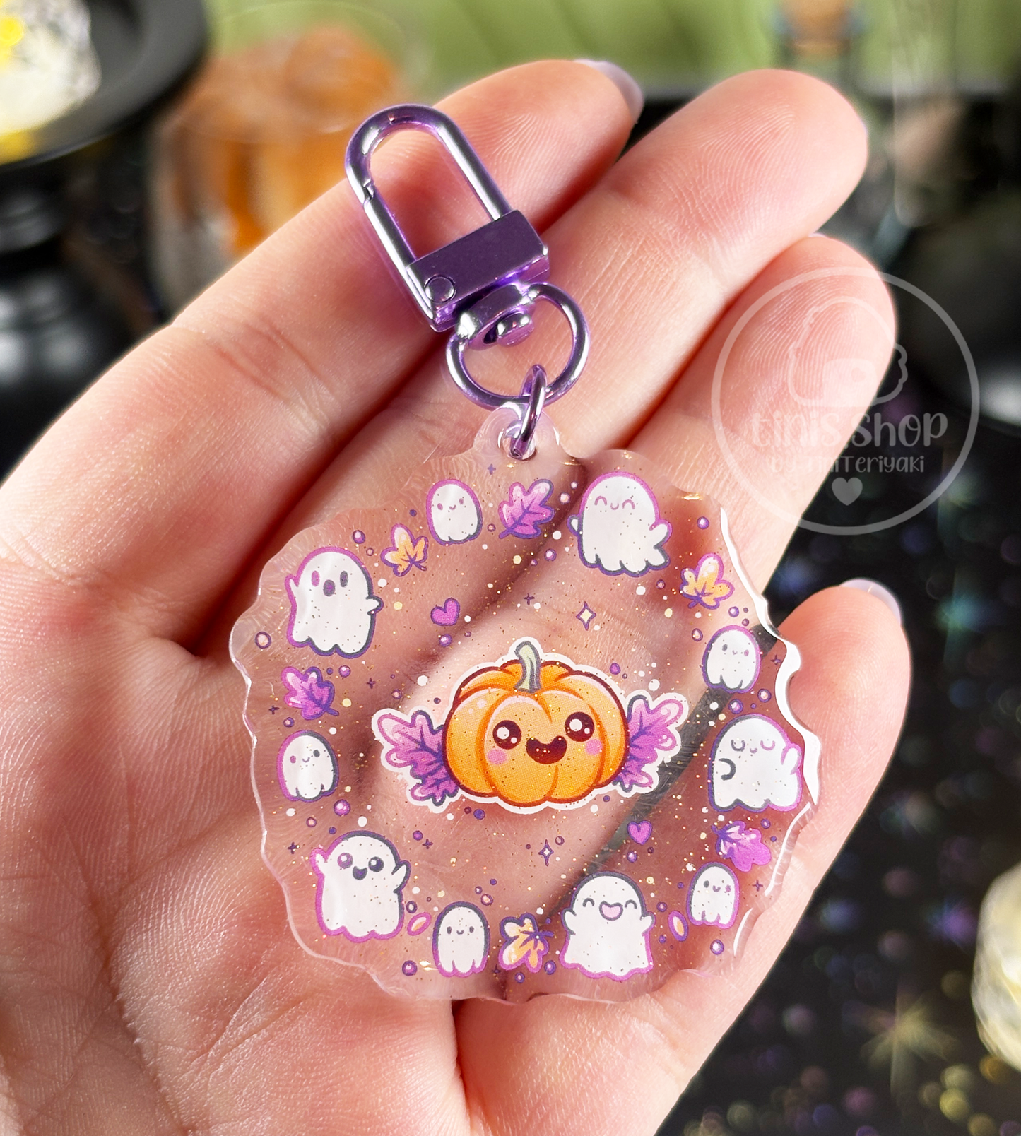 Geister mit Kürbis - Schlüsselanhänger
