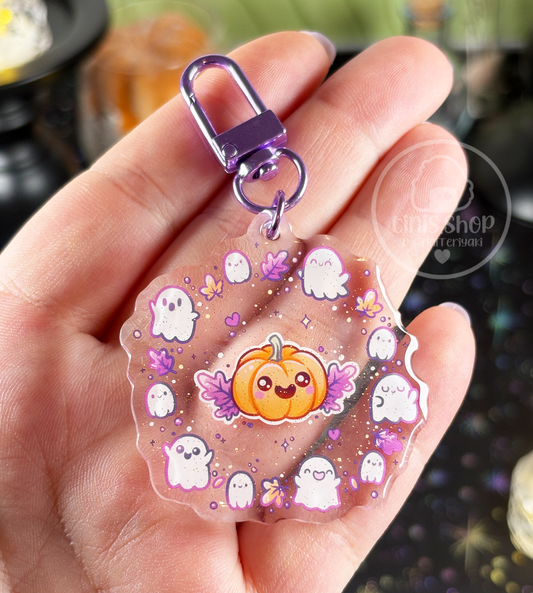 Geister mit Kürbis - Schlüsselanhänger