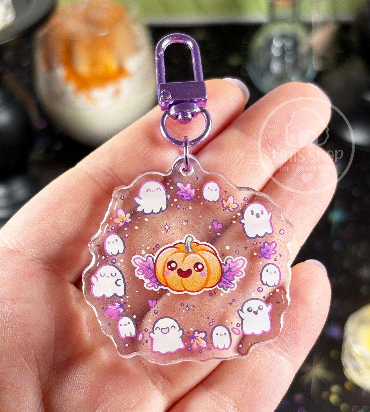 Geister mit Kürbis - Schlüsselanhänger