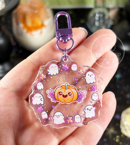 Geister mit Kürbis - Schlüsselanhänger