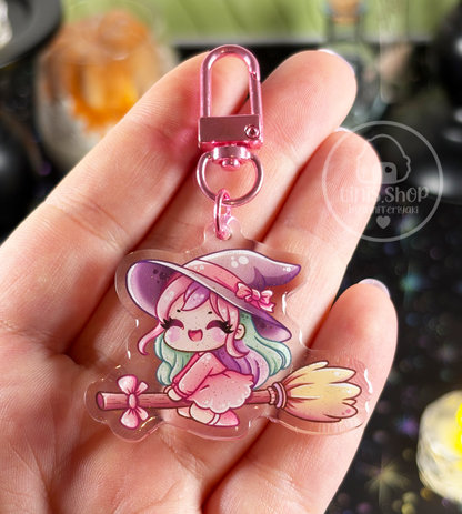 Hexe auf Besen - Schlüsselanhänger