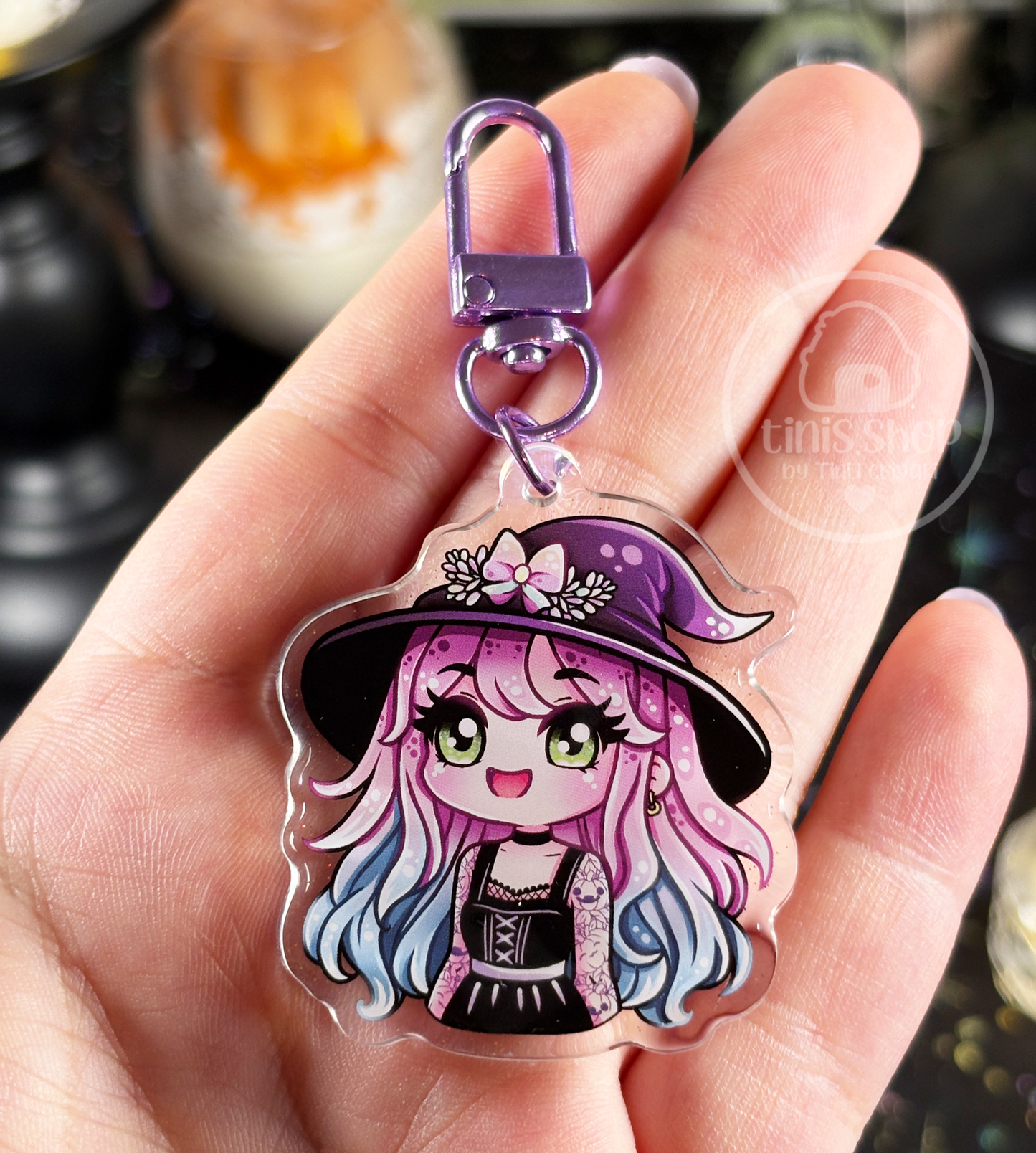 Hexe mit Tattoos - Schlüsselanhänger