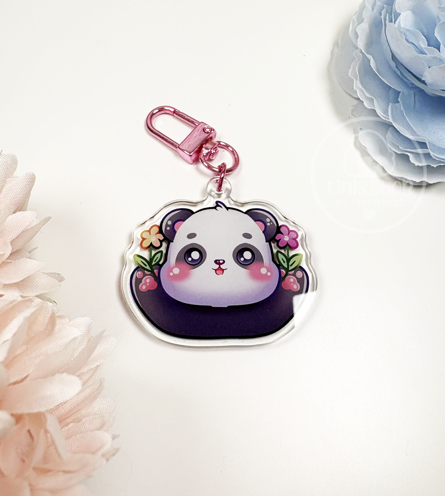 Panda Blumen - Schlüsselanhänger
