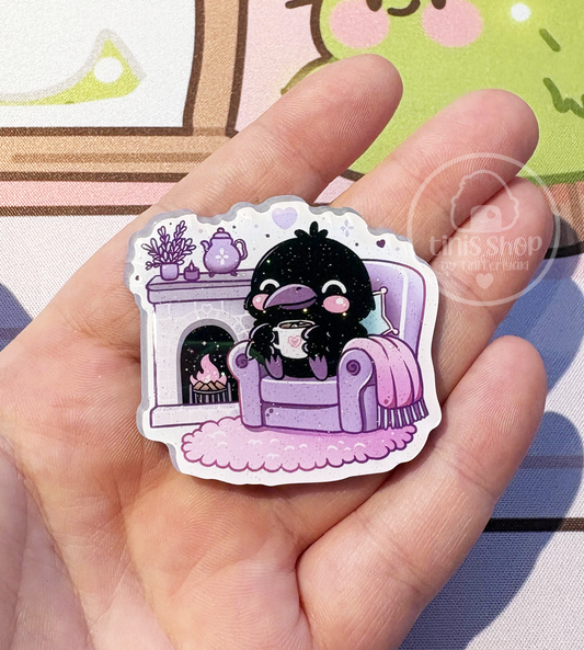 Rabe Rudi im Sessel - Magnet