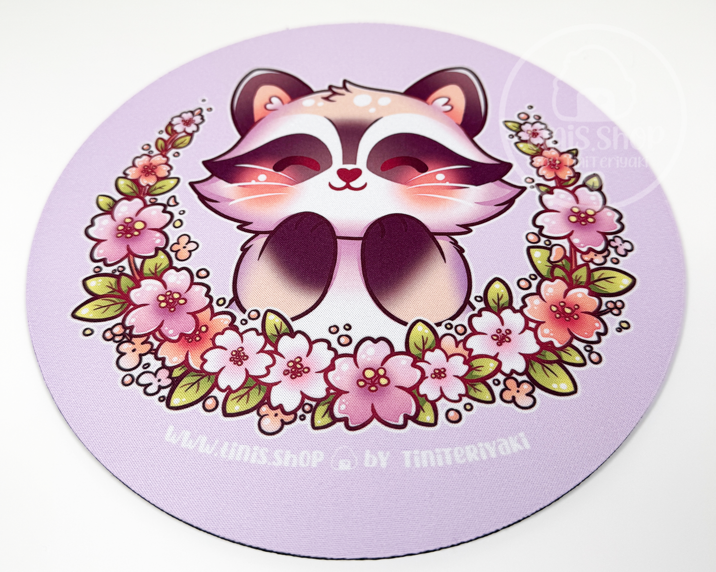 Waschbär Sakura Collection - Mauspad rund 3mm