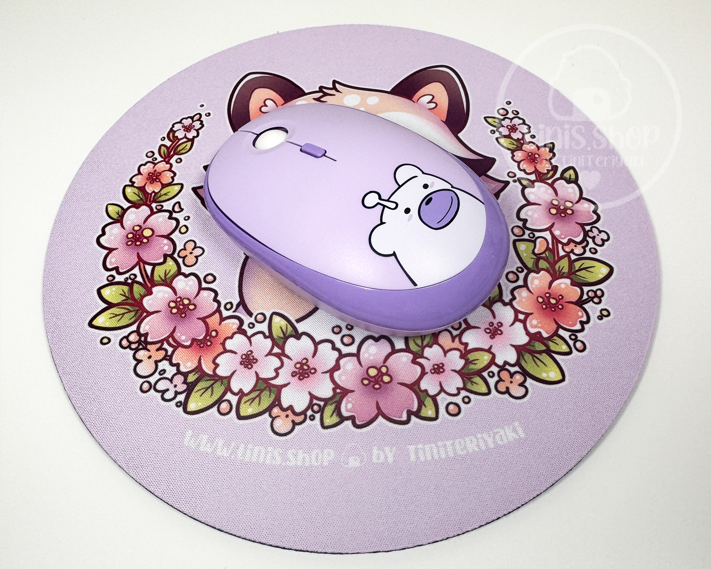 Waschbär Sakura Collection - Mauspad rund 3mm