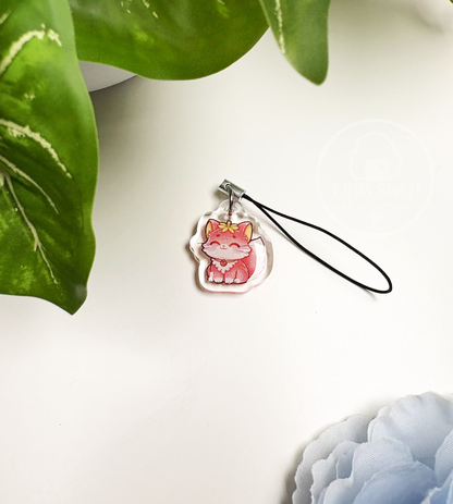 Erdbeerkatze - Phone Charm Schwarz