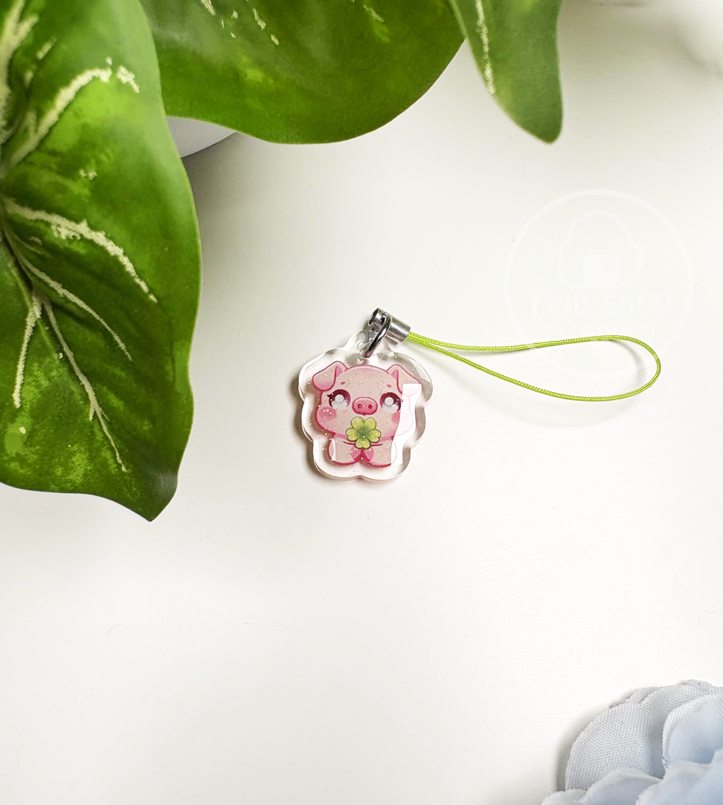 Schweinchen Glück - Phone Charm Grün