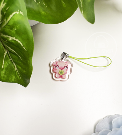 Schweinchen Glück - Phone Charm Grün