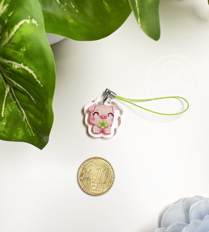 Schweinchen Glück - Phone Charm Grün