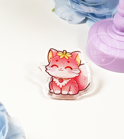 Erdbeerkatze - Acrylic Pin