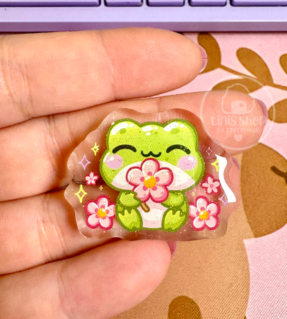 Froschi mit Blume - Acrylic Pin