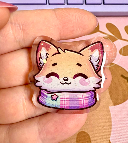 Fuchs mit Schal - Acrylic Pin