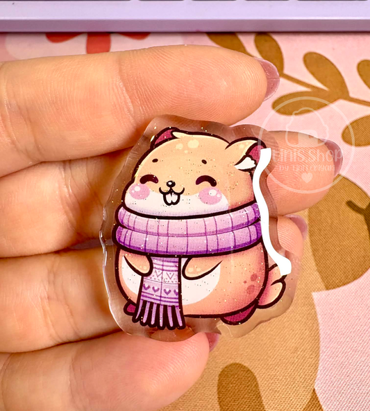 Hamster mit Schal - Acrylic Pin