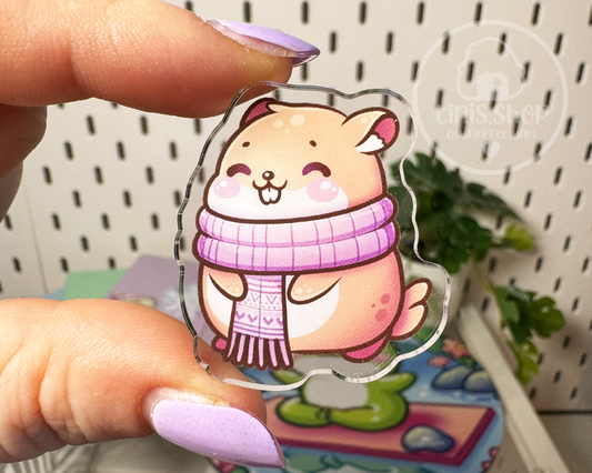 Hamster mit Schal - Acrylic Pin